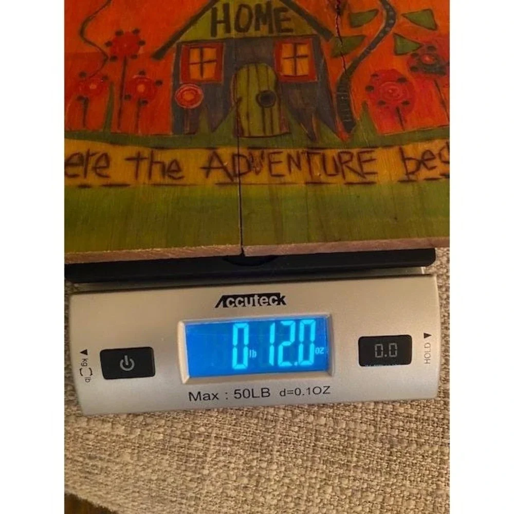 S Burgess Hand Painted Wood Wall Plaque Home Where the Adventure Begins Folk Art